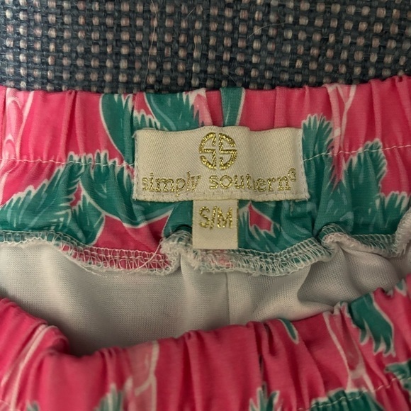 Simply Southern Pink Palm Tree Print Fringe Tassel Shorts Size S/M - Picture 5 of 5
